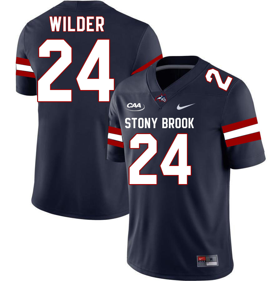 Stony Brook Seawolves #24 Kevonne Wilder College Football Jerseys Stitched-Navy